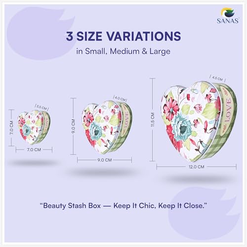 Sanas Heart Shaped Box (3Pcs) Storage Box With Lid Valentine Day Gift Boxes Reusable Metal Container Boxes For Storage Vintage Heart Tin Container Multipurpose Pinterest Finds Aesthetic (3Pcs) (Green) - Image 2