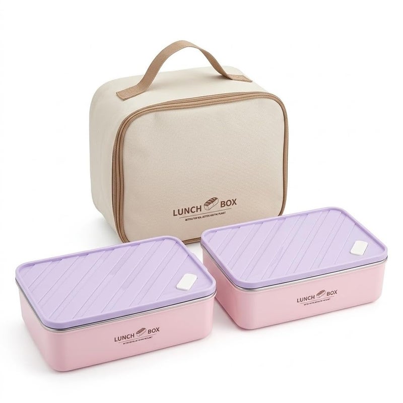 Insulated Lunch Box Set with Leak-Proof and Portable Thermal Bag 3 Pieces - A210-751