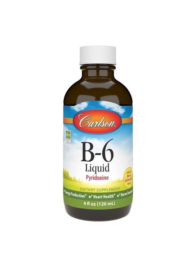 Carlson فيتامين B6 السائل B6 إنتاج الطاقة بنكهة عصير الليمون وتوت صحة القلب 120 مل (4 أونصة سائلة) - Image 1