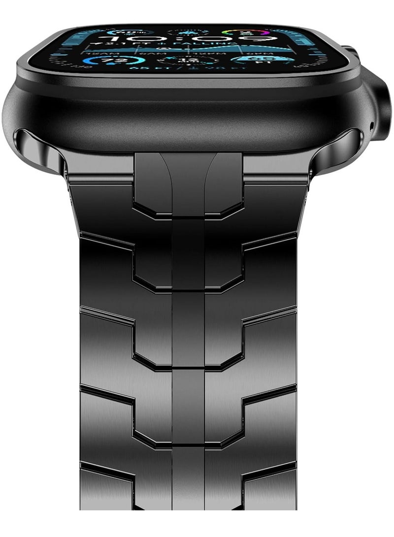 TIGER Stainless Steel Strap for iWatch 49mm, 46mm, 45mm, 44mm, 42mm – Black Replacement Band for Apple Watch Ultra 3, Ultra 2, Ultra, Series 10, 9, 8, 7, SE, 6, 5, 4, 3, 2, 1 – Durable, Sleek, and Adjustable - Image 2