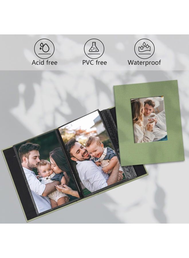 Remowith Small 4x6 Photo Album 100 Pockets Linen Cover with Front Window Portable Mini Picture Book for Family Travel Wedding and Memory Keepsake Organizer Light Green - Image 3