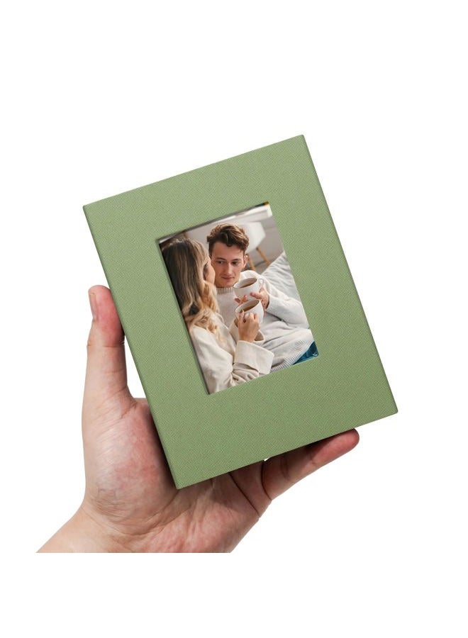 Remowith Small 4x6 Photo Album 100 Pockets Linen Cover with Front Window Portable Mini Picture Book for Family Travel Wedding and Memory Keepsake Organizer Light Green - Image 1