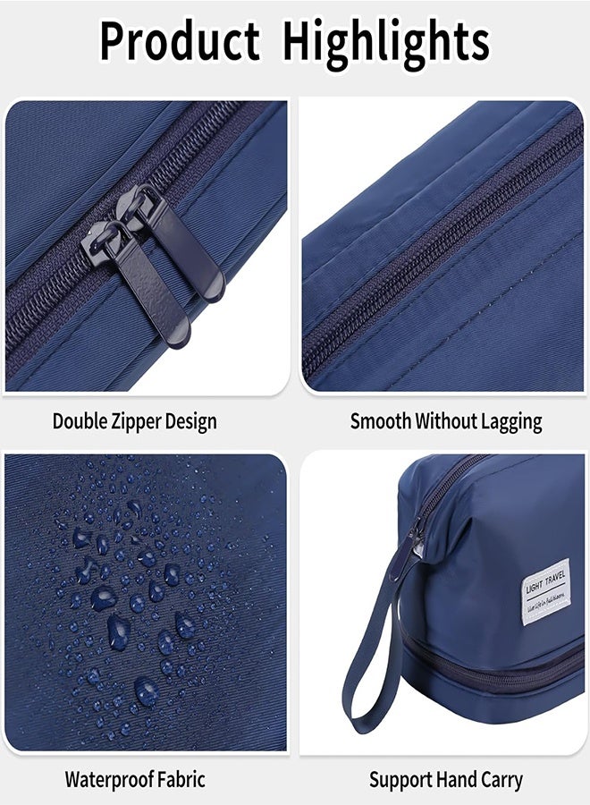حقيبة ملابس السفر المعلقة للنساء، حقيبة المكياج، مدمجة، متينة، خفيفة الوزن، مقاومة للماء، بسيطة وعملية، تعمل كمنظم للمستحضرات التجميلية وحقيبة ملابس (نساء، أزرق دبليو) - Image 2