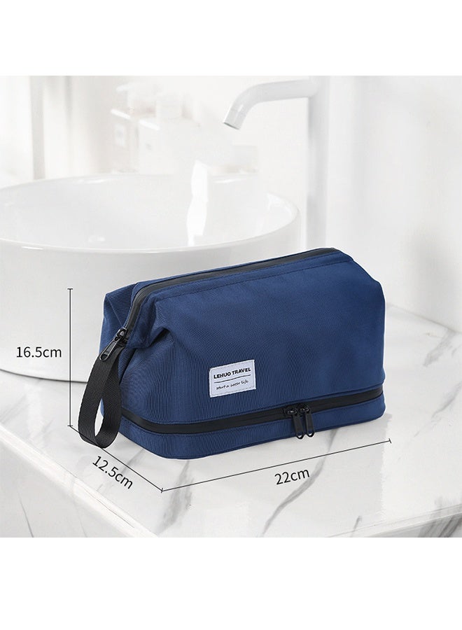 حقيبة ملابس السفر المعلقة للنساء، حقيبة المكياج، مدمجة، متينة، خفيفة الوزن، مقاومة للماء، بسيطة وعملية، تعمل كمنظم للمستحضرات التجميلية وحقيبة ملابس (نساء، أزرق دبليو) - Image 3