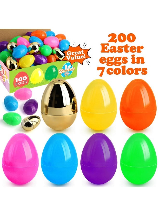 SURCVIO [6 Surprise Golden Eggs] 200 Pack 3 Inch Plastic Easter Eggs, Empty Easter Eggs Fillable, Bright Colors Plastic Eggs Bulks For Easter Hunt, Easter Party Favor, Basket Stuffers Fillers - Image 3