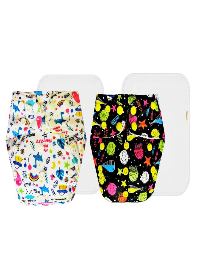Dumbledo Premium Cloth Diaper with Cotton Insert (Pack of 2) | Soft & Gentle | 6-Layer Absorbent Pad | Quick Dry | All-Day Wear | 3 Months - 3 Years | Unisex Baby - Image 1