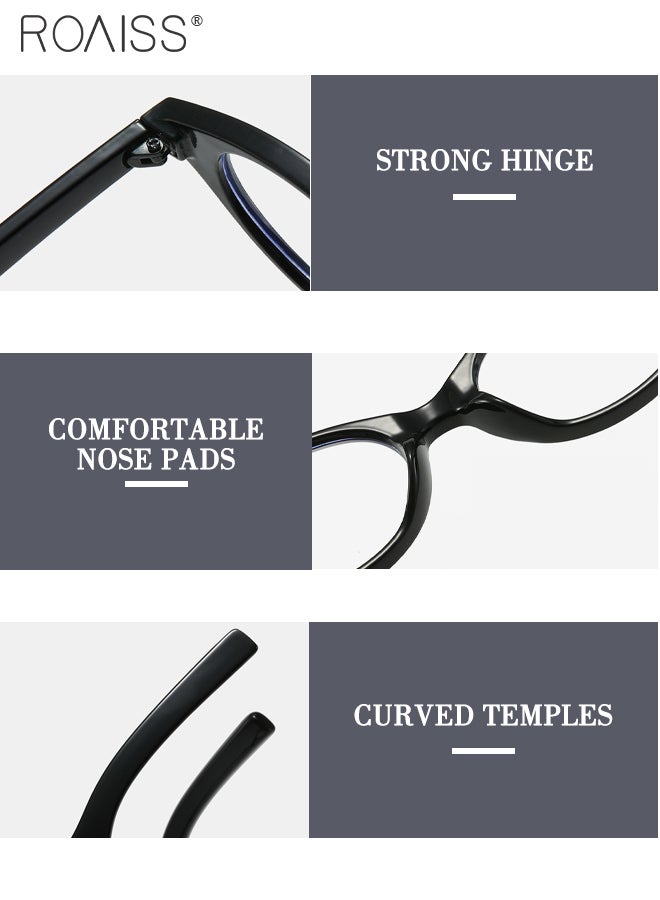 رويس نظارات حجب الضوء الأزرق فلتر الضوء الأزرق للكمبيوتر والقراءة والألعاب والتلفزيون والهواتف نظارات بيضاوية أنيقة مضادة لإجهاد العين والصداع للرجال والنساء أسود 49 مم - Image 5