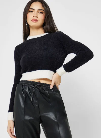 ONLY Color Block Crop Sweater