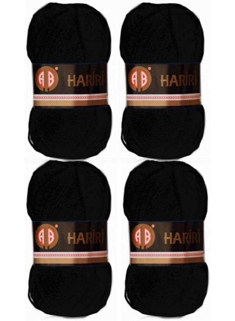 AB Hariri Crochet and Knitting Yarn Set of 4 (Black)