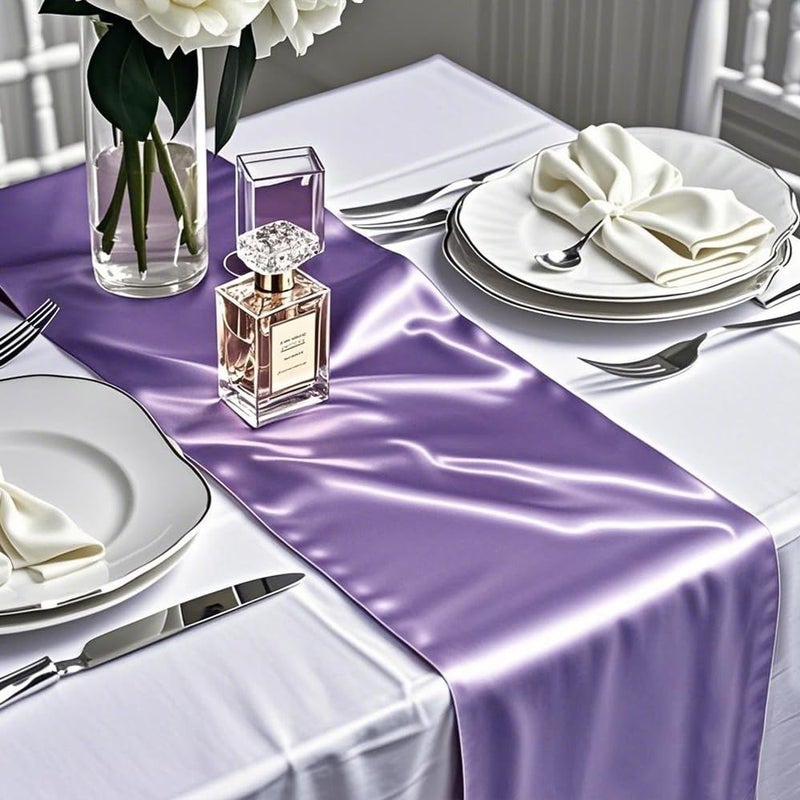 Satin Lavender Table Runners 10 Pack Gnakar Table Runners 12 x 108 inches Long Lavender Table Runner for Wedding Gender Reveal Party Birthday Banquet Restaurant Table Decor