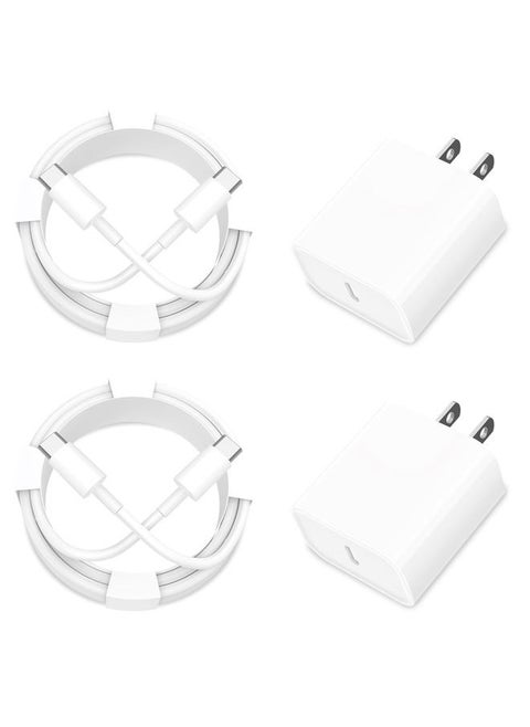 【MFi Certified】iPhone 16 Charger Fast Charging, Stuffcool 2Pack 20W PD USB-C Power Adapter Type-C Wall Charger with 2Pack 6FT Type-C Cable for iPhone 16 Pro/16 Pro Max/15/15 Pro Max/iPad Pro/Air/Mini