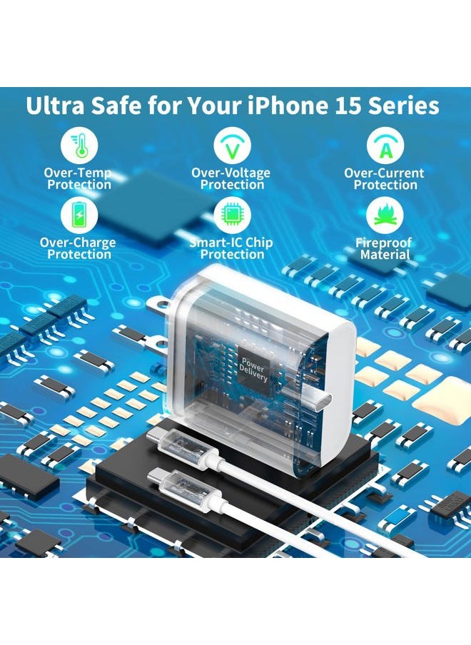 Stuffcool 【MFi Certified】iPhone 16 Charger Fast Charging, Stuffcool 2Pack 20W PD USB-C Power Adapter Type-C Wall Charger with 2Pack 6FT Type-C Cable for iPhone 16 Pro/16 Pro Max/15/15 Pro Max/iPad Pro/Air/Mini  - Image 4