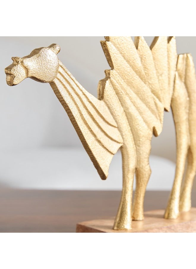 Home Box - Rayon Aluminium Camel Table Decor with Wooden Base 31.5 x 7.5 x 24 cm - Image 1