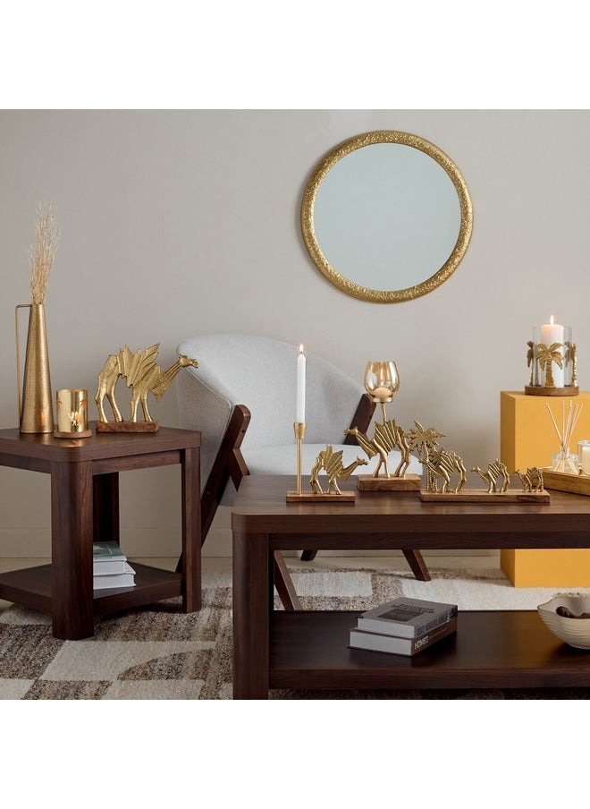 Home Box - Rayon Aluminium Camel Table Decor with Wooden Base 31.5 x 7.5 x 24 cm - Image 1