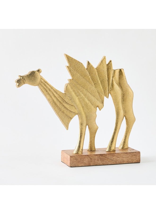 Home Box - Rayon Aluminium Camel Table Decor with Wooden Base 31.5 x 7.5 x 24 cm - Image 1