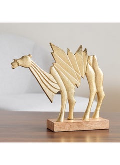 Rayon Aluminium Camel Table Decor with Wooden Base 31.5 x 7.5 x 24 cm