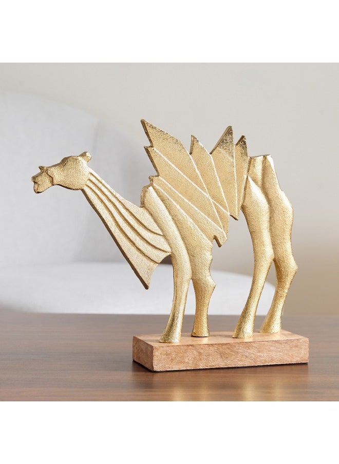 Home Box - Rayon Aluminium Camel Table Decor with Wooden Base 31.5 x 7.5 x 24 cm - Image 1