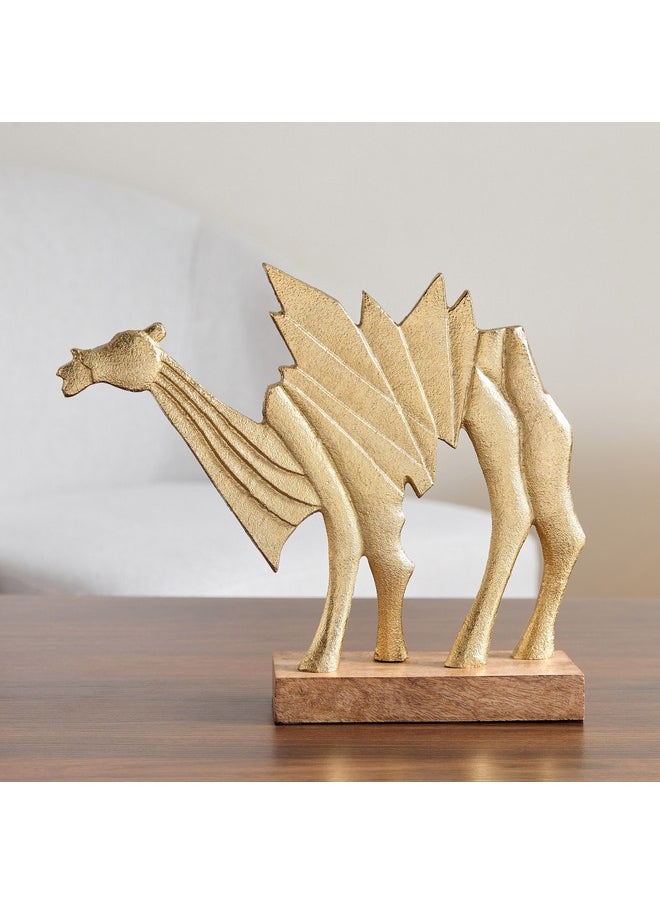 Home Box - Rayon Aluminium Camel Table Decor with Wooden Base 31.5 x 7.5 x 24 cm - Image 1
