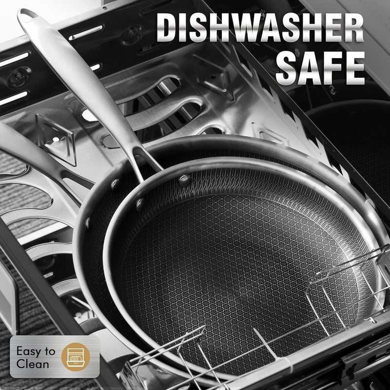 JUGTE Stainless Steel Honeycomb Frying Pan NonStick Pan with Stainless Steel Handle Stay Cool Non Toxic Dishwasher and Oven Safe Suitable for All Hob Types Steel Frying Pan 28 Cm - Image 2