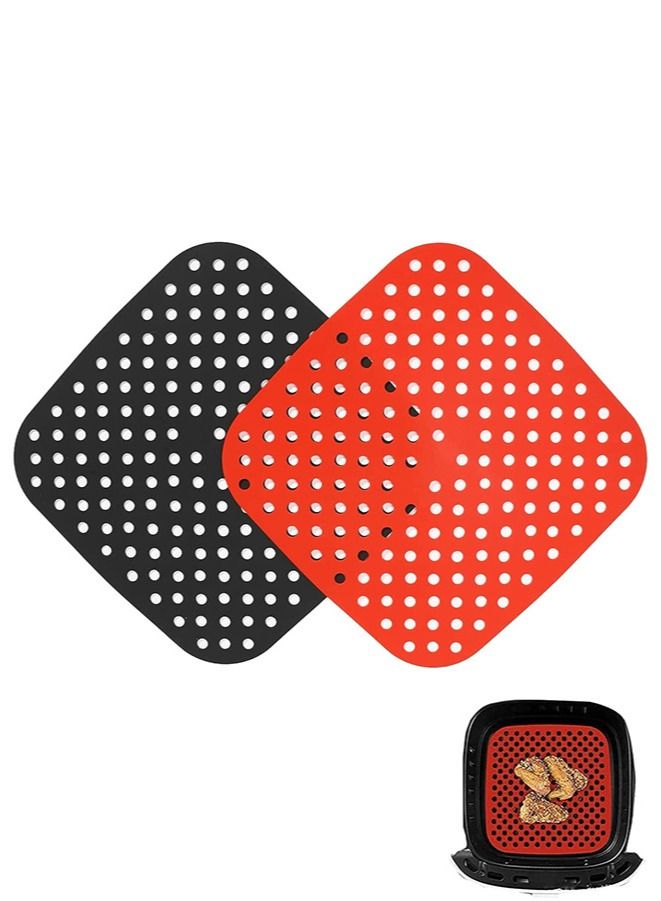 2 Pack KITCHEN Reusable Silicone Air Fryer Liners 8.5" Square - Image 1