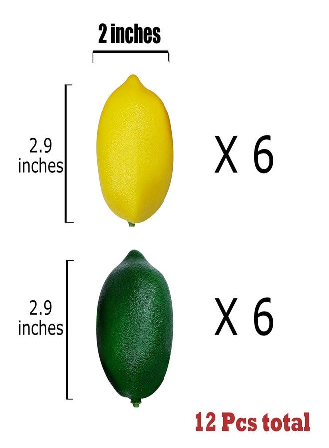 Lorigun 12 Pcs Fake Lemons Limes,Artificial Lemons Fake Fruits Lemon for Kichen Party Chirstmas Decor Photography Prop, Artificial Fruits Lemon Prop, Double Colour(6 Green+6 Yellow) - Image 3