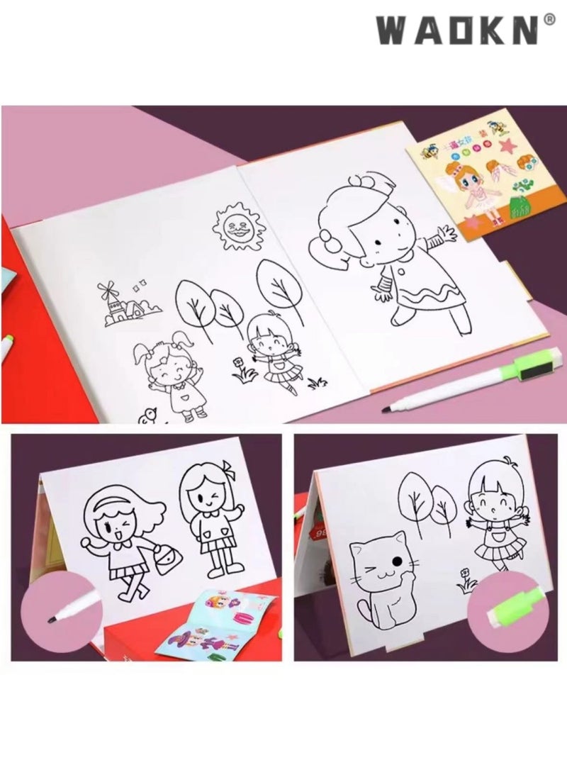 لوحة رسم مغناطيسية، ألغاز خشبية للفتيات الصغيرات في رياض الأطفال، لوحة رسم أحجية مزدوجة الجوانب، ألعاب تلبيس الفتيات ذات طابع خاص، ألعاب التعليم المبكر والتنمية الفكرية للأطفال