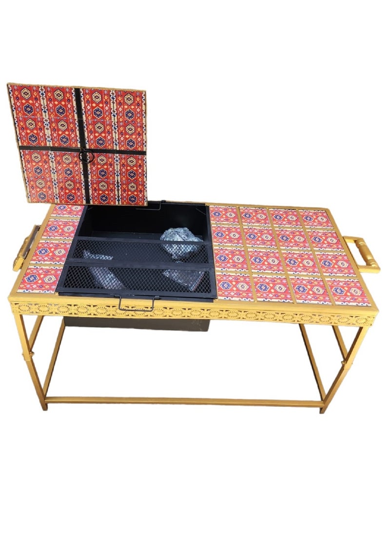 Omega Arabic BBQ Table Fire Pit With Garden Charcoal Grill  - Image 1