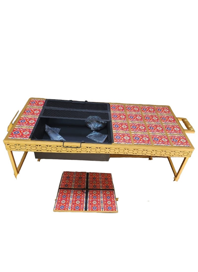 Omega Arabic BBQ Table Fire Pit With Garden Charcoal Grill  - Image 2
