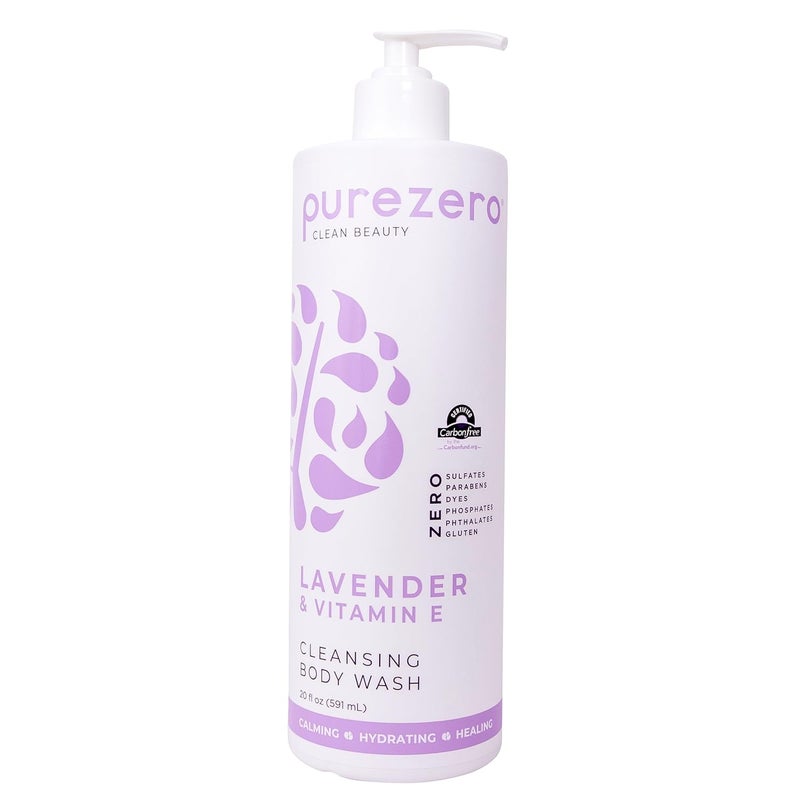 Purezero Lavender Vitamin E Body Wash 20 oz Calms and Invigorates Skin Leaves Skin Hydrated and Moinsurized - Image 1