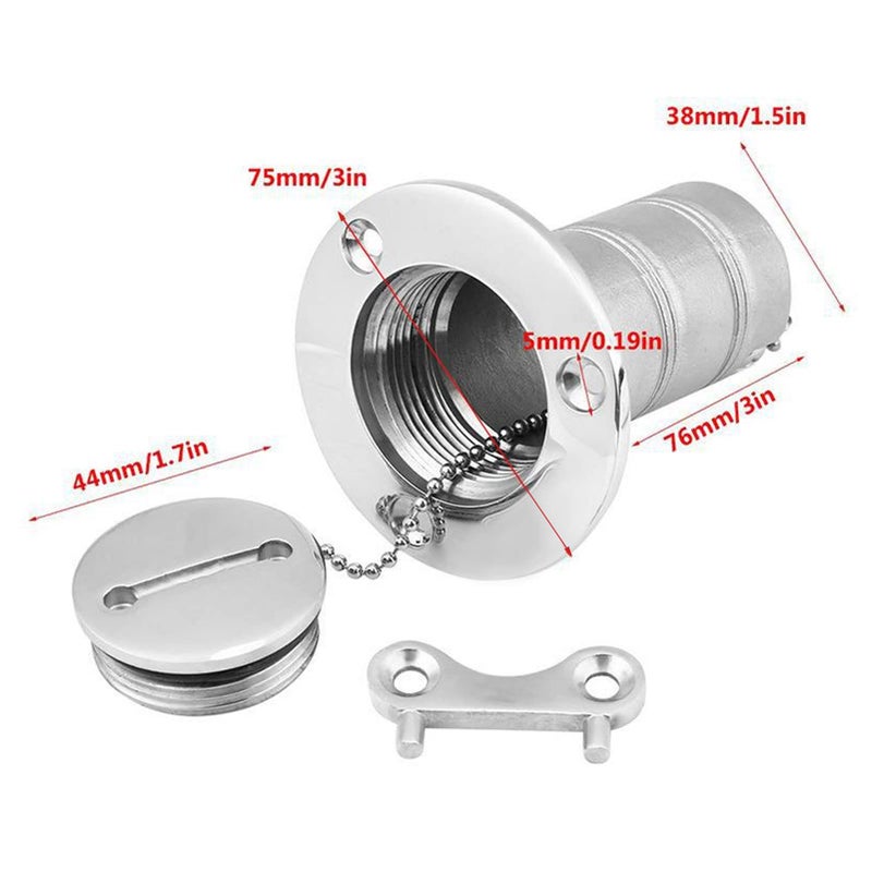 316 Stainless Steel Marine Boat Deck Filler 1 5 Inch Right Angle with Key and Chain - Image 5