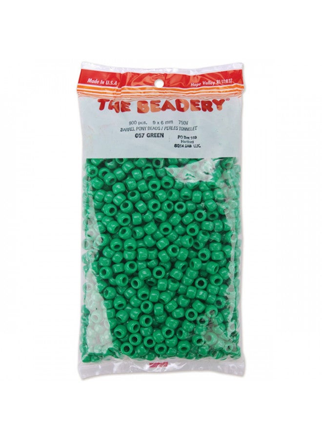 The Beadery 6 by 9mm Barrel Pony Bead, Green, 900-Pieces