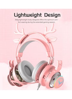 Excefore Stereo Gaming Headset for PS4 PC Xbox One PS5 Controller,Noise Cancelling Over Ear Headphones with Mic, LED Breathing Light, Bass Surround, Soft Memory Earmuffs for Laptop Mac Nintendo (Pink)  - Image 4