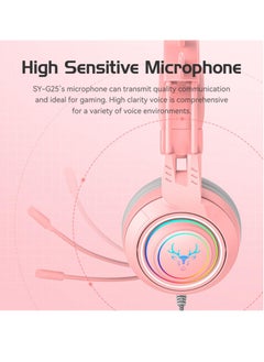 Excefore Stereo Gaming Headset for PS4 PC Xbox One PS5 Controller,Noise Cancelling Over Ear Headphones with Mic, LED Breathing Light, Bass Surround, Soft Memory Earmuffs for Laptop Mac Nintendo (Pink)  - Image 5