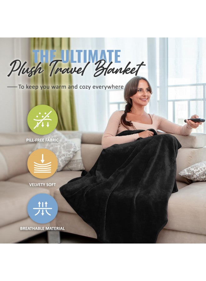 BOACAY Soft & Warm Travel Blanket for Airplane & Car - Long Flight Essential for Women, Men, Kids - Compact Pillow with Luggage Sleeve & Backpack Clip - Image 2