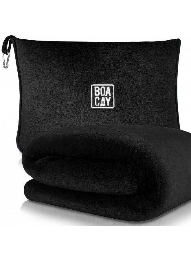 BOACAY Soft & Warm Travel Blanket for Airplane & Car - Long Flight Essential for Women, Men, Kids - Compact Pillow with Luggage Sleeve & Backpack Clip - Image 1