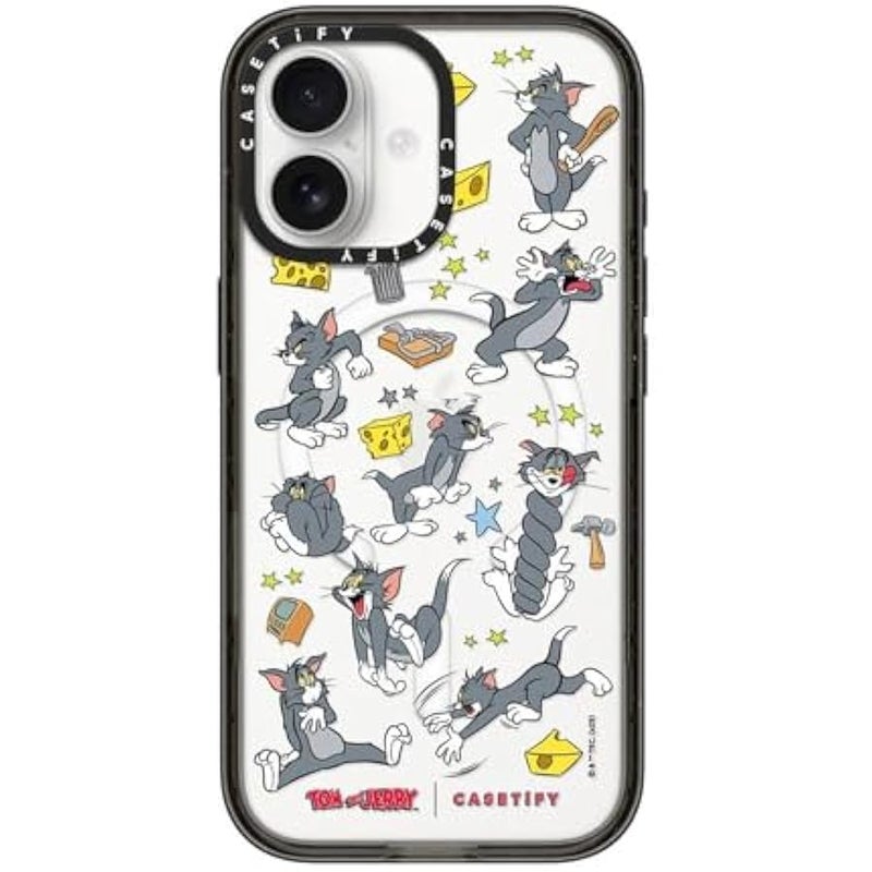 Casetify Impact iPhone 17 Case 【Tom and Jerry Colab/Slim/Compatible with Magsafe / 8.2 ft. 4X Military Grade Drop Protection】 - Tom Pattern - Clear Black - Image 1