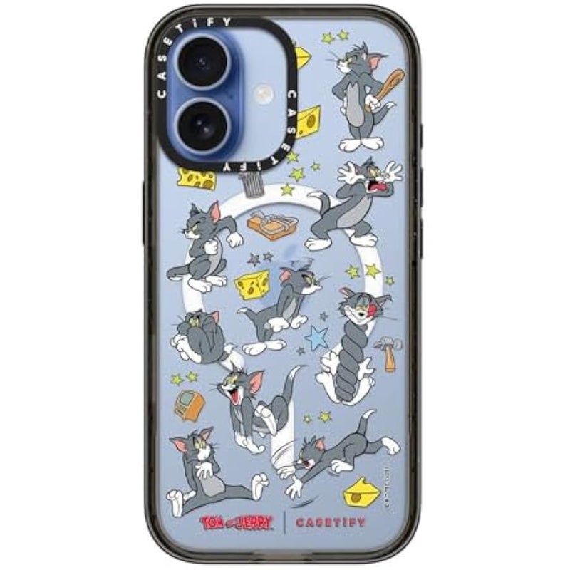 Casetify Impact iPhone 17 Case 【Tom and Jerry Colab/Slim/Compatible with Magsafe / 8.2 ft. 4X Military Grade Drop Protection】 - Tom Pattern - Clear Black - Image 4