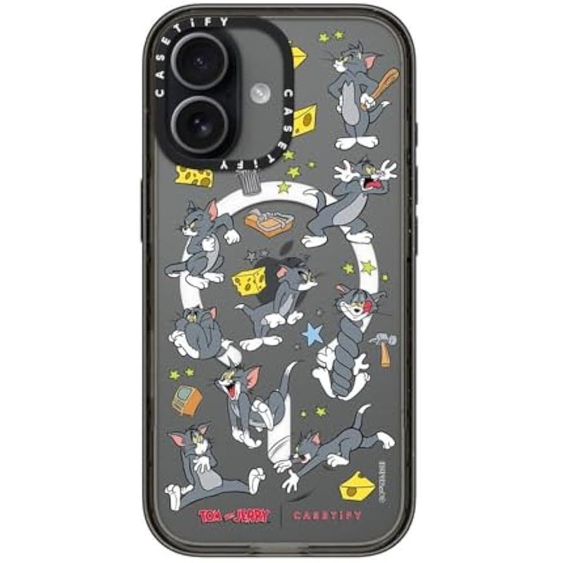 Casetify Impact iPhone 17 Case 【Tom and Jerry Colab/Slim/Compatible with Magsafe / 8.2 ft. 4X Military Grade Drop Protection】 - Tom Pattern - Clear Black - Image 5