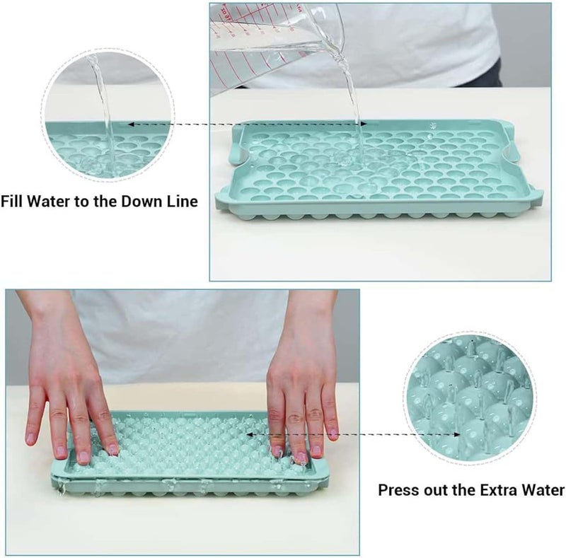 klarako Ice Cube Tray with Lid and Bin, Small Round Ice Cube Trays for Freezer, Thin Ice Tray Easy Release, Small Ice Maker, Mini Sphere Ice Mold for Chilling Drinks - Image 5