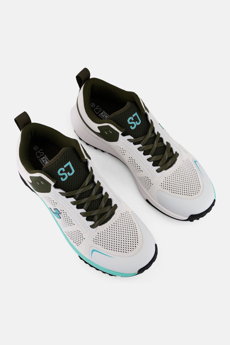 SJ Men Textile Upper Lace Up Running Shoes, White - Image 4