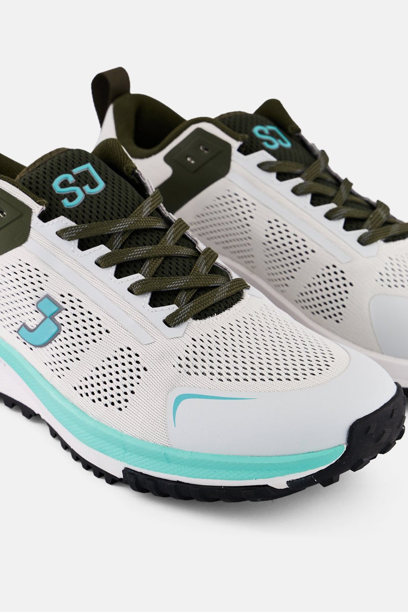 SJ Men Textile Upper Lace Up Running Shoes, White - Image 2