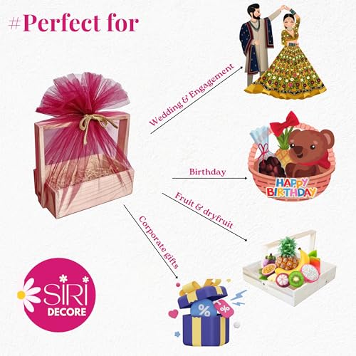 SIRI DECORE SiRiDecore Wooden Hamper for Gift Decoration - Pine Wood Gifting Basket | Fancy Handmade Square Box 5x8x2.5 Inch - Empty House Hold Decorations Ideal for Gifting - Image 4