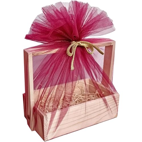SIRI DECORE SiRiDecore Wooden Hamper for Gift Decoration - Pine Wood Gifting Basket | Fancy Handmade Square Box 5x8x2.5 Inch - Empty House Hold Decorations Ideal for Gifting - Image 1