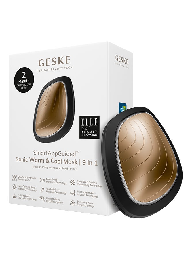 GESKE SmartAppGuided Sonic Warm & Cool Mask | 9 in 1 | Beauty LED Face Mask | Facial Glow | Full Spectrum LED Light | Best Face Massager | Vibrating Mask | Warm and Cold Skincare - Grey - Image 1