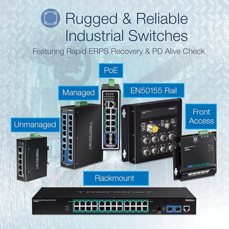 تريندنت TI-UPG62 محول جيجابت صناعي متين بست منافذ PoE+ فائق (5 جيجابت / 1 SFP مشترك / 1 SFP مخصص) - Image 5
