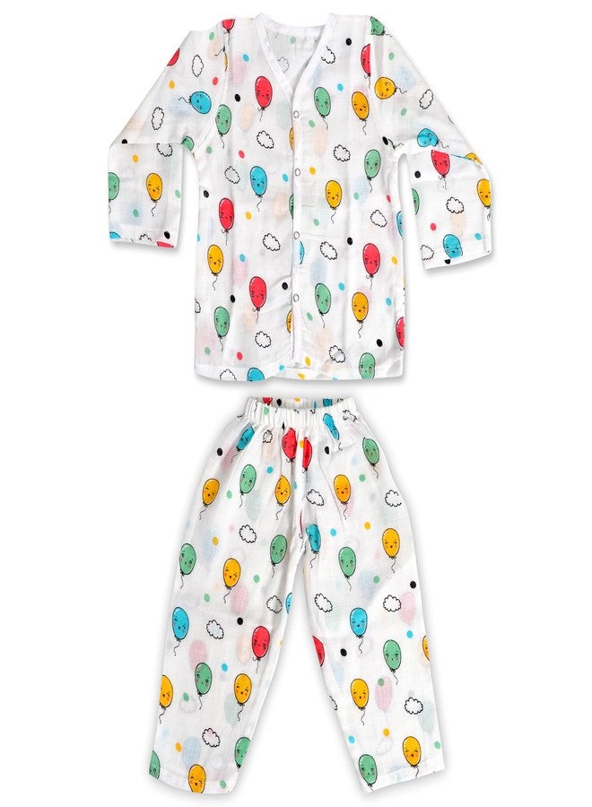 Gultum Pure Organic Muslin Cotton Sleepwear Set for Babies and Kids (White, 12 Months to 24 Months) - Image 1