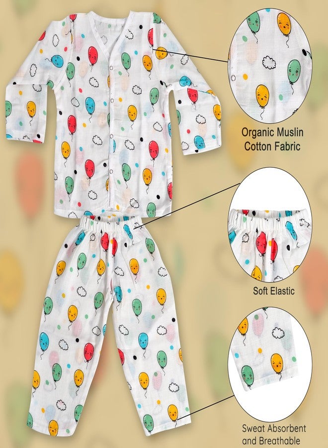 Gultum Pure Organic Muslin Cotton Sleepwear Set for Babies and Kids (White, 12 Months to 24 Months) - Image 4