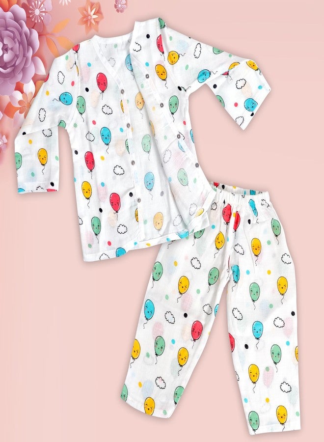 Gultum Pure Organic Muslin Cotton Sleepwear Set for Babies and Kids (White, 12 Months to 24 Months) - Image 2