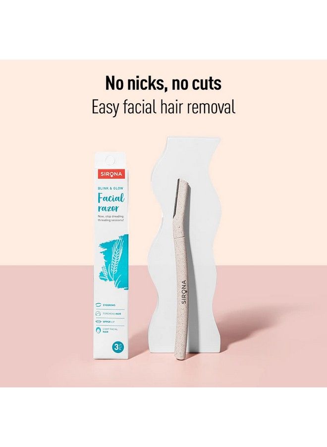 Sirona Reusable Blink & Glow Face Razor for Women - 1 Razor | Painless Facial Hair Removal | Eyebrow Shaper | For Eyebrows, Upper Lip, Forehead, Peach Fuzz, Chin and Sideburns | Dermaplaning Tool - Image 3