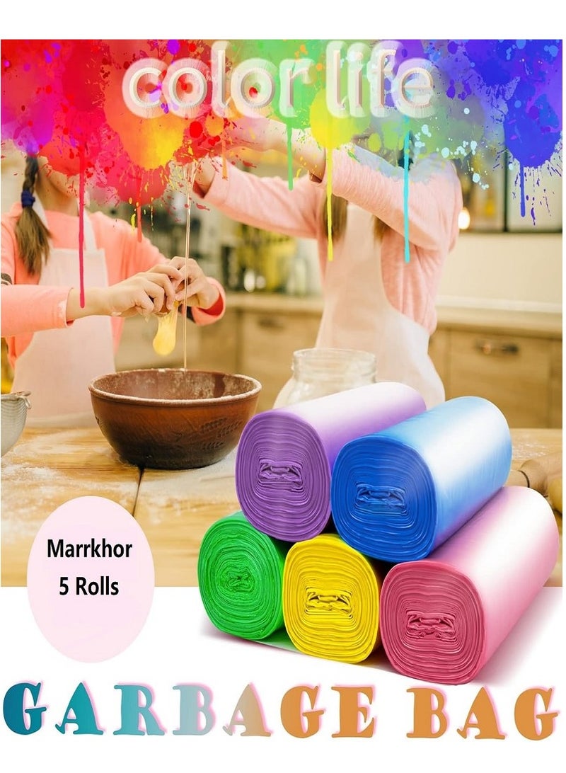 مارخور أكياس قمامة، ٥ لفات، أكياس قمامة صغيرة ملونة ٤٥×٥٠ سم - ٢٩٠ كيسًا - Image 1